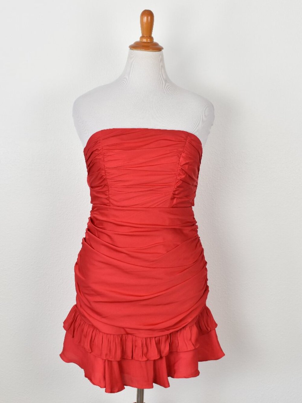 Selfie Leslie Annabella Strapless Tied Back Frill Hem Mini Dress NEW - L